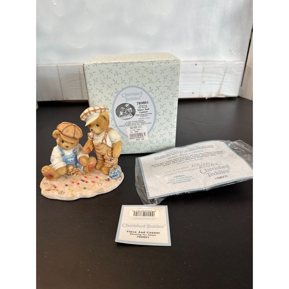 Cherished Teddies 789801 Vince and Connor "Shooting For Keeps" Figurine